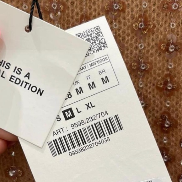 NWT ZARA taupe brown SEQUINED KNIT SWEATER - Picture 10 of 10